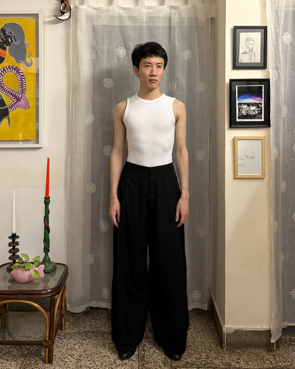 Barrel pants - pure cotton twill (black)
