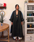 Double-breasted coat - charcoal and azure blue