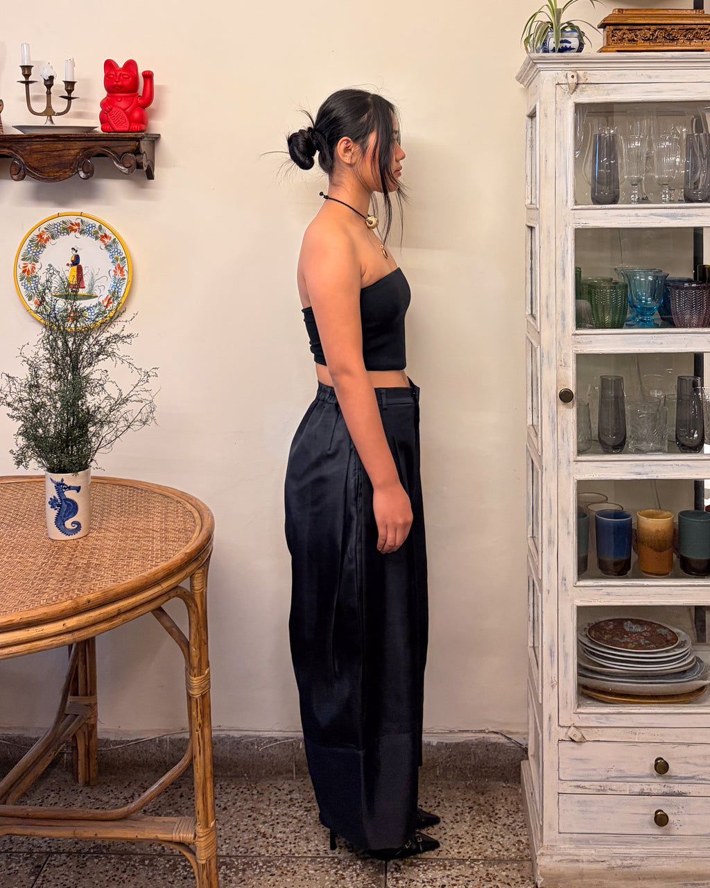 Barrel pants - handloom cotton silk (black)