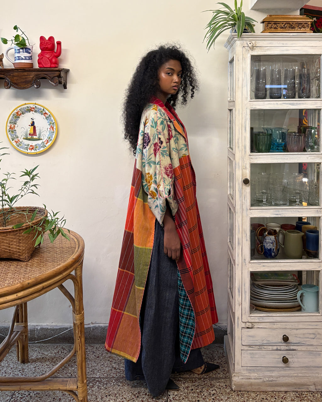 Franklin coat - roses and checks