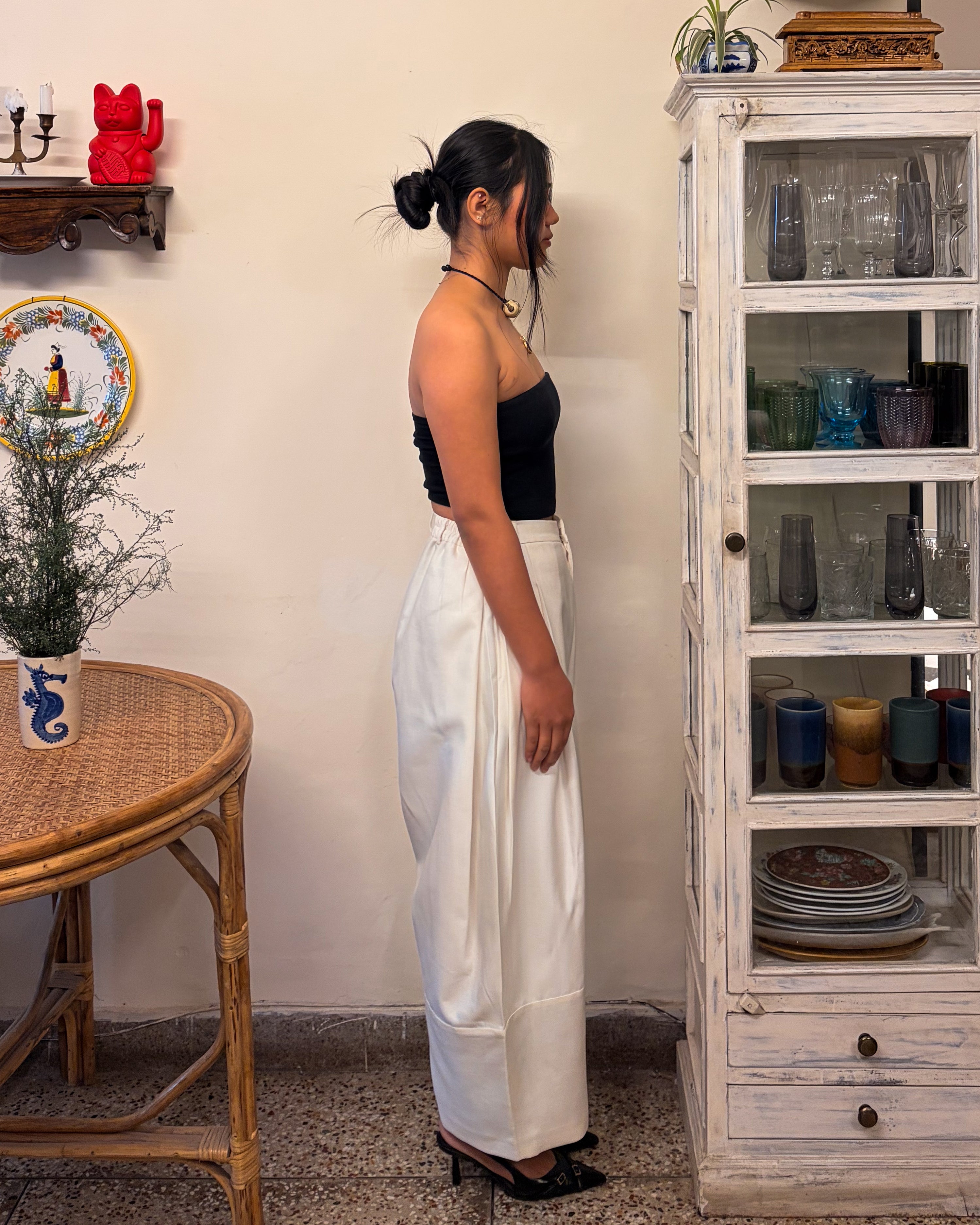 Barrel pants - handloom cotton silk (white)