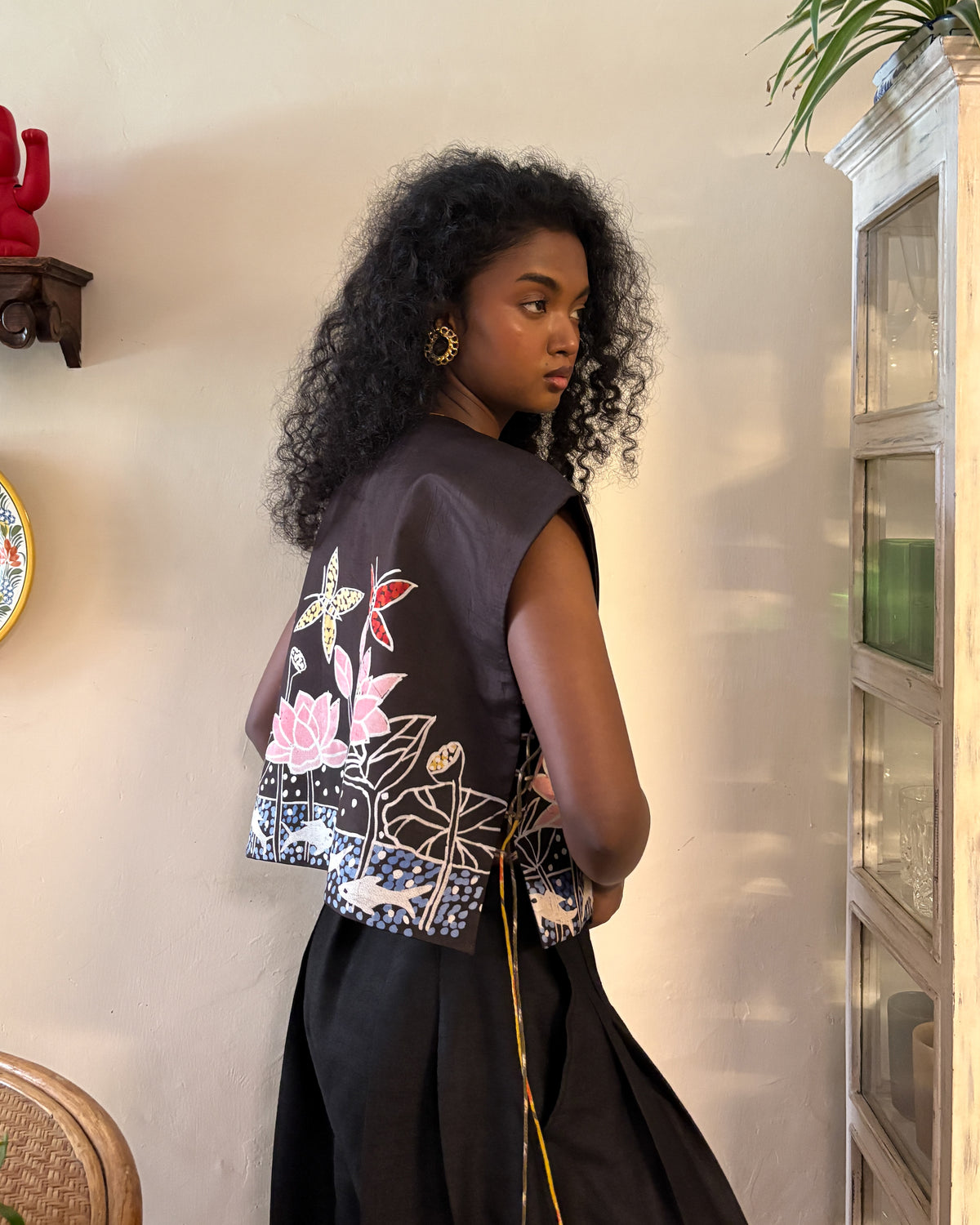 Reversible picnic top - lotus and fish