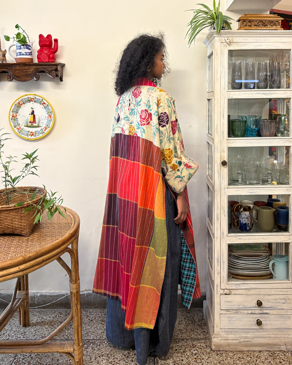 Franklin coat - roses and checks