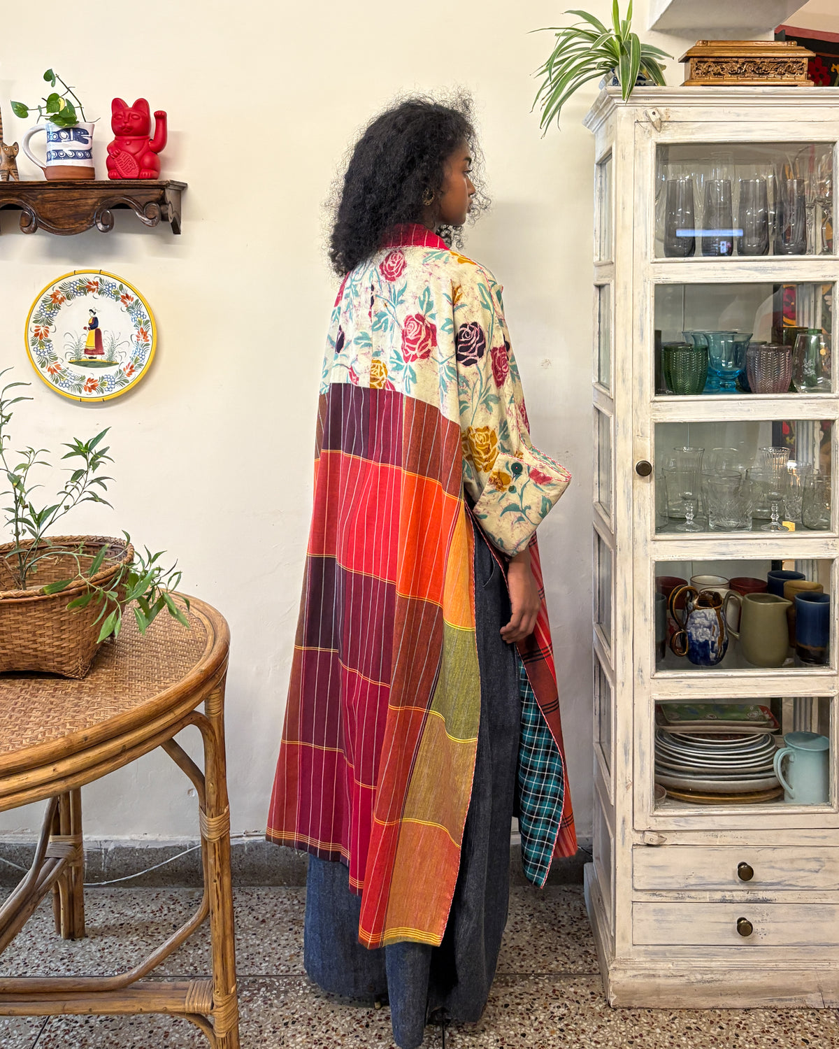 Franklin coat - roses and checks