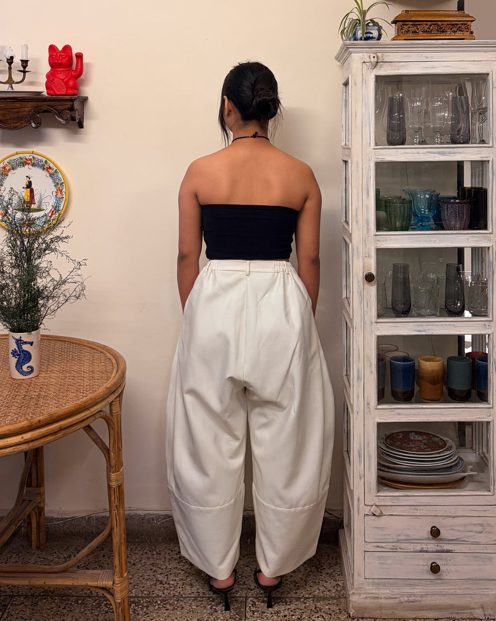 Barrel pants - handloom cotton silk (white)