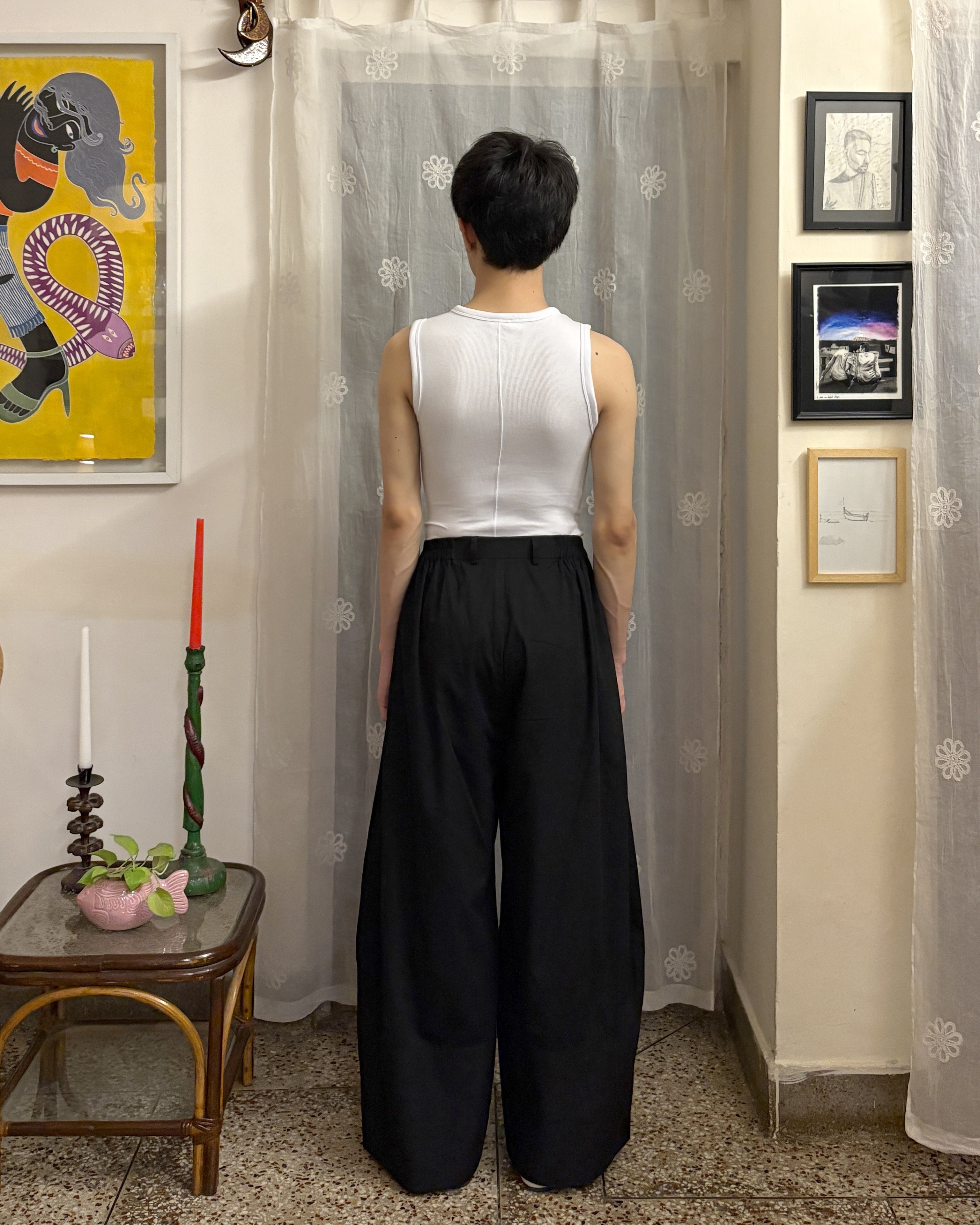 Barrel pants - pure cotton twill (black)