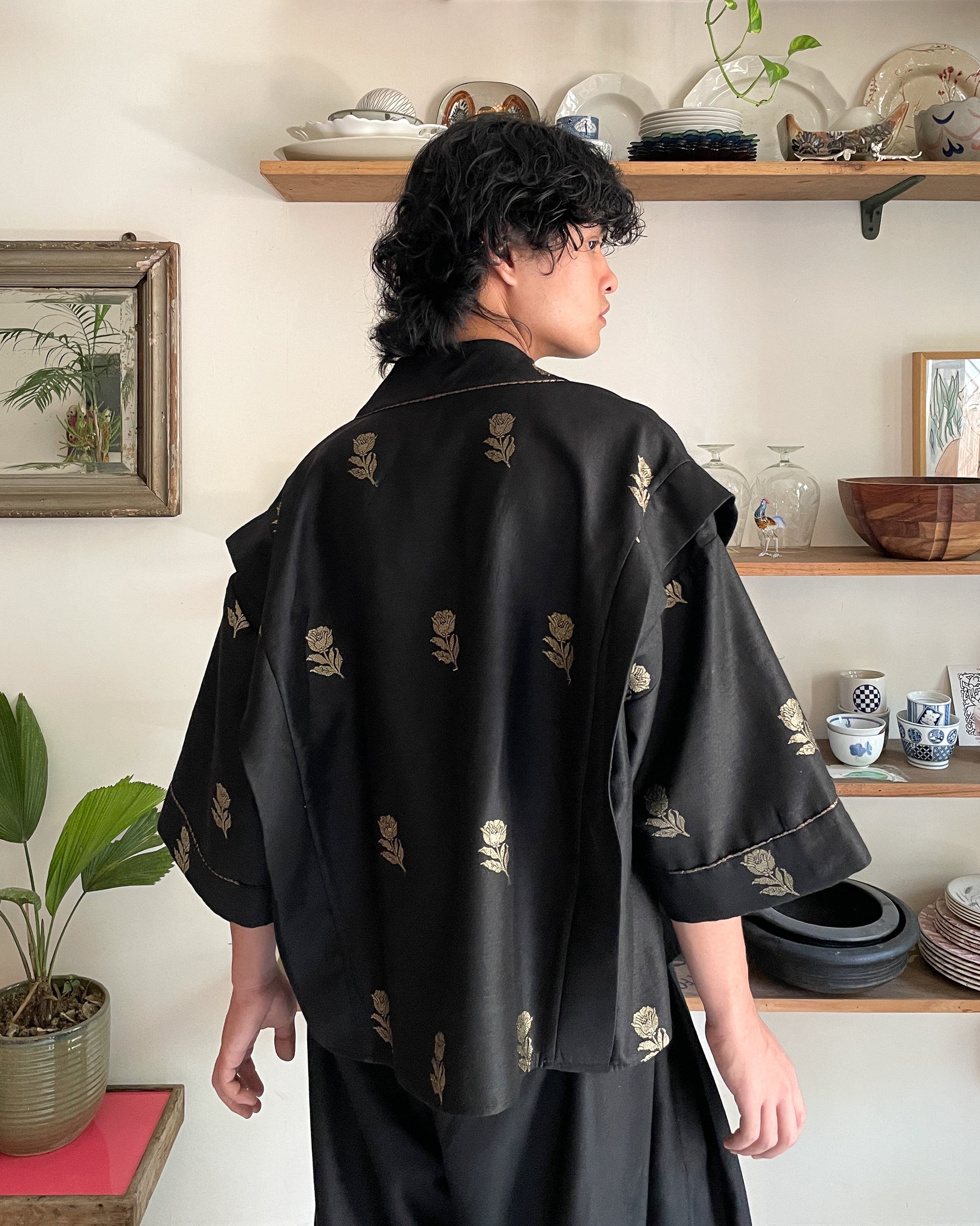 Gul Shacket — Black | Handwoven Muga Silk