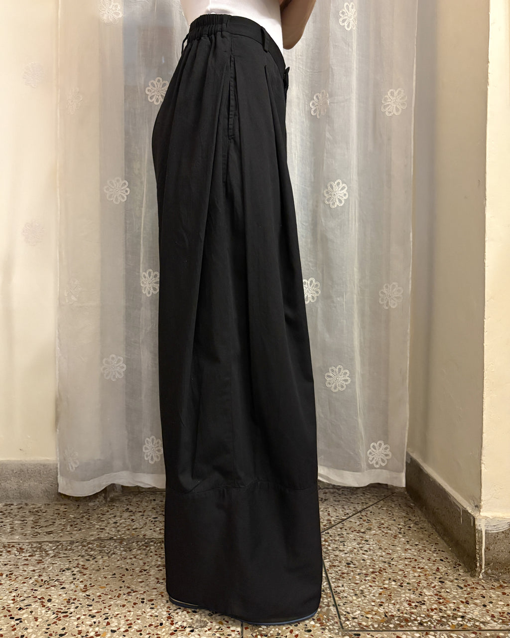 Barrel pants - pure cotton twill (black)