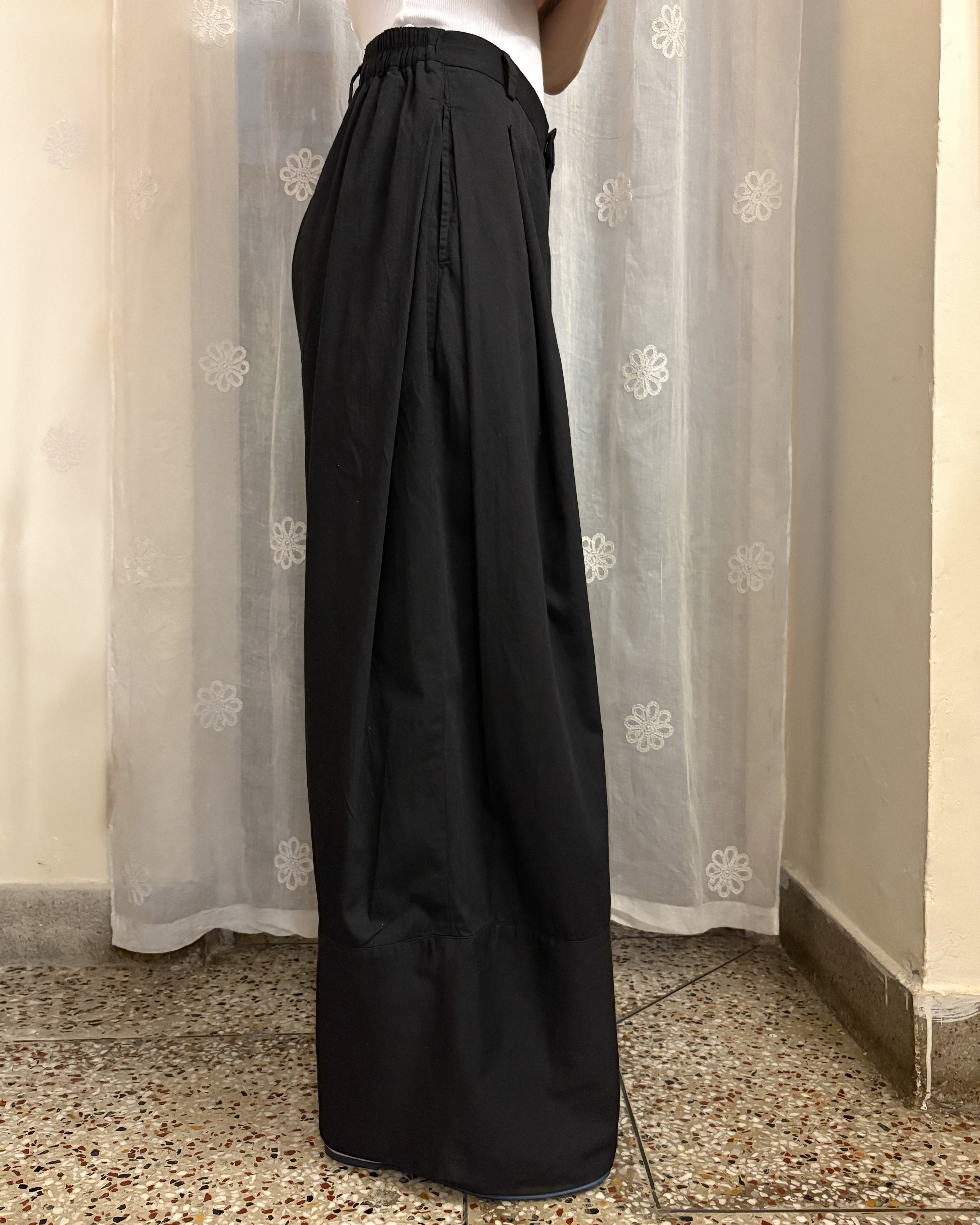 Barrel pants - pure cotton twill (black)