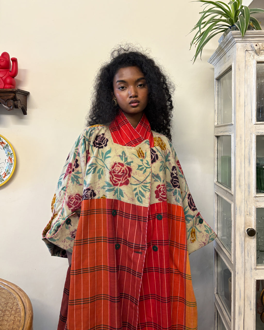 Franklin coat - roses and checks