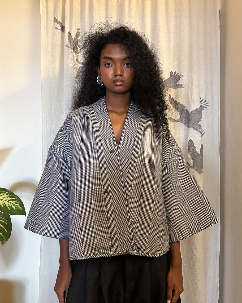 Box shacket - handloom cotton silk (blue)