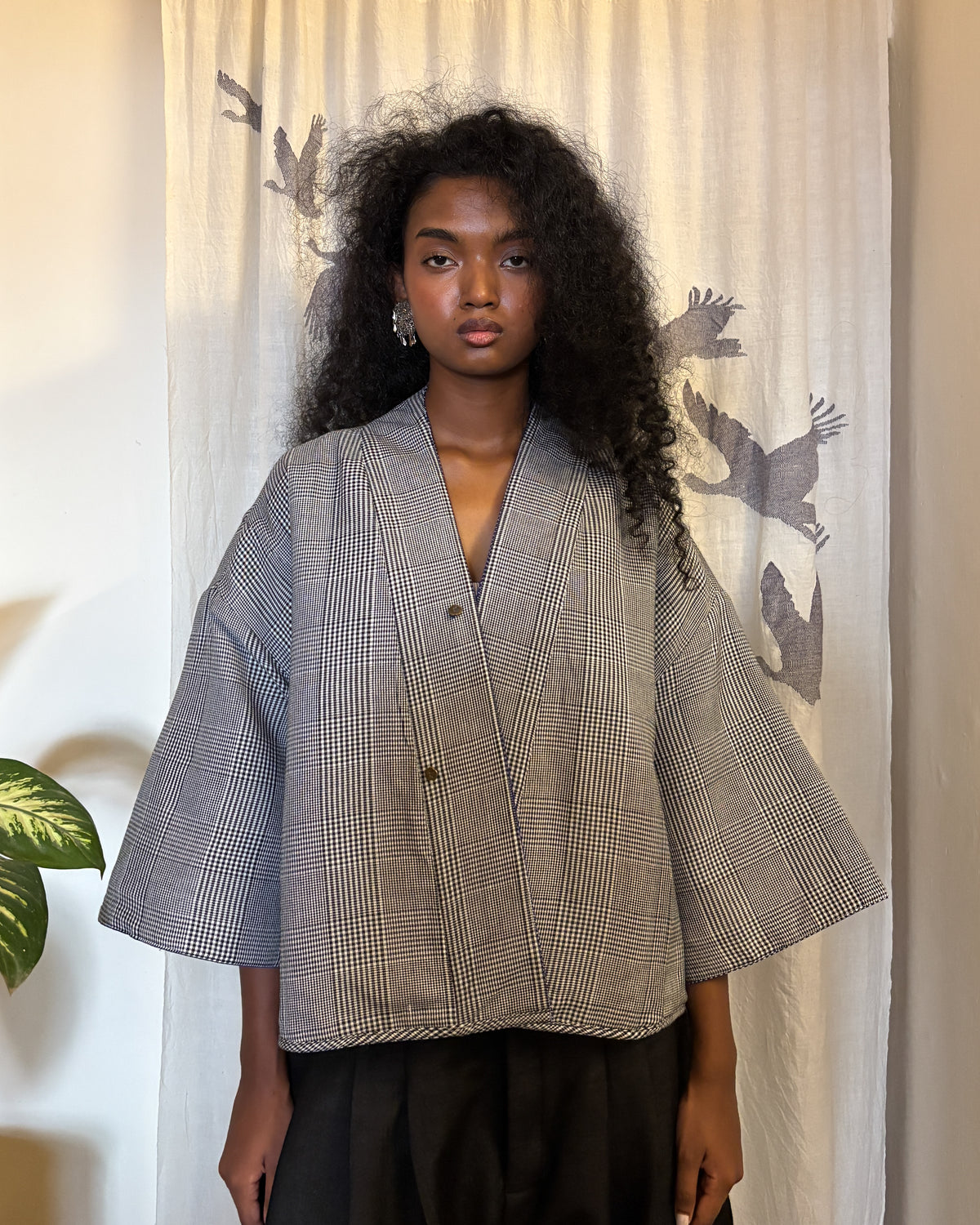 Box shacket - handloom cotton silk (blue)