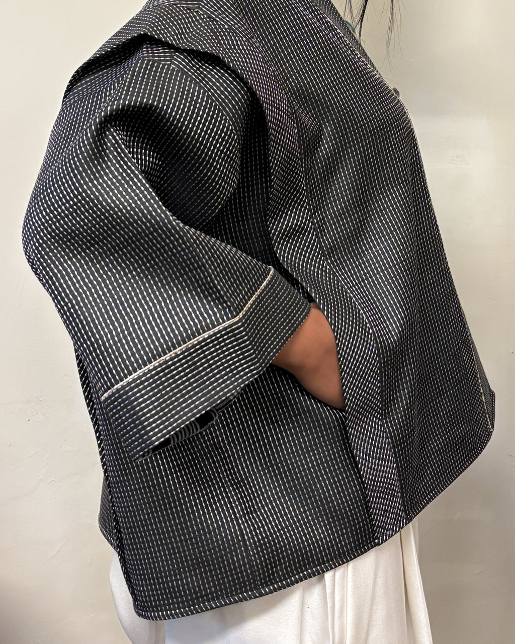 Box shacket - handloom cotton silk (charcoal)