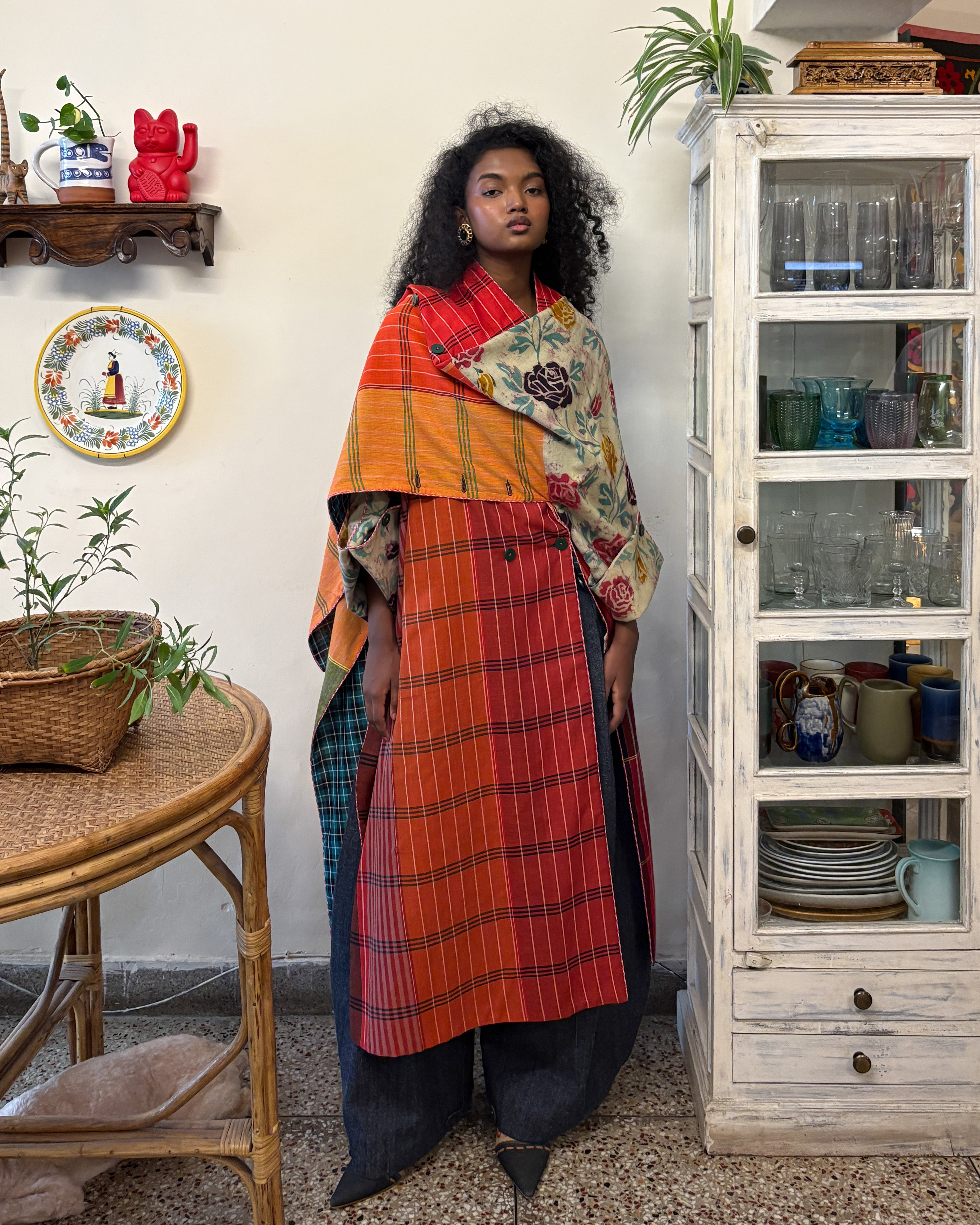 Franklin coat - roses and checks
