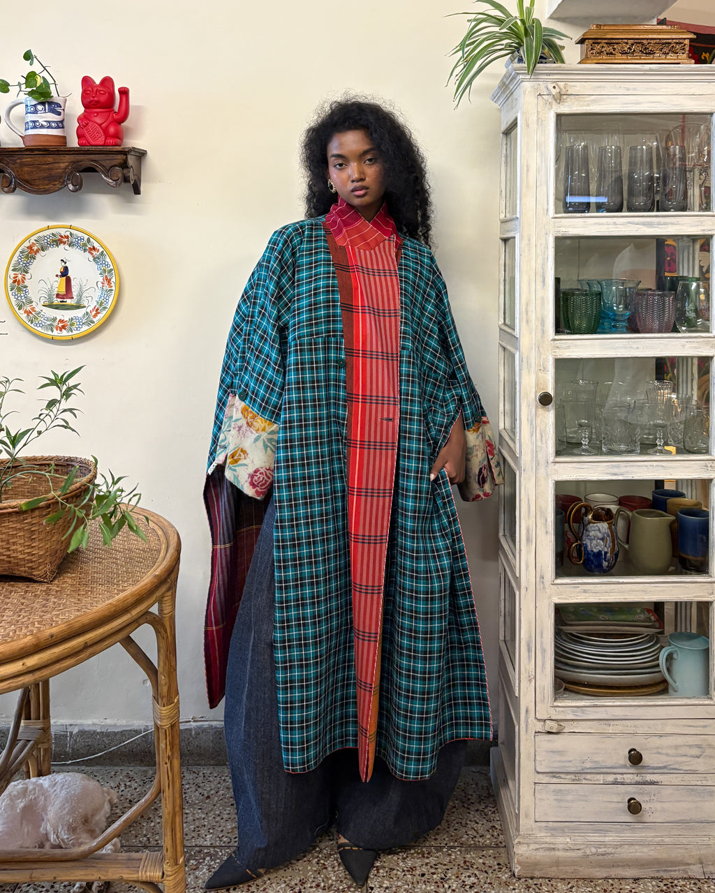 Franklin coat - roses and checks