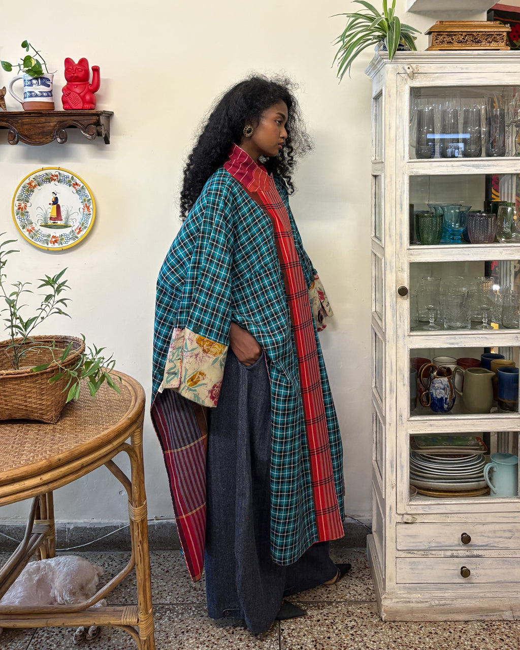 Franklin coat - roses and checks