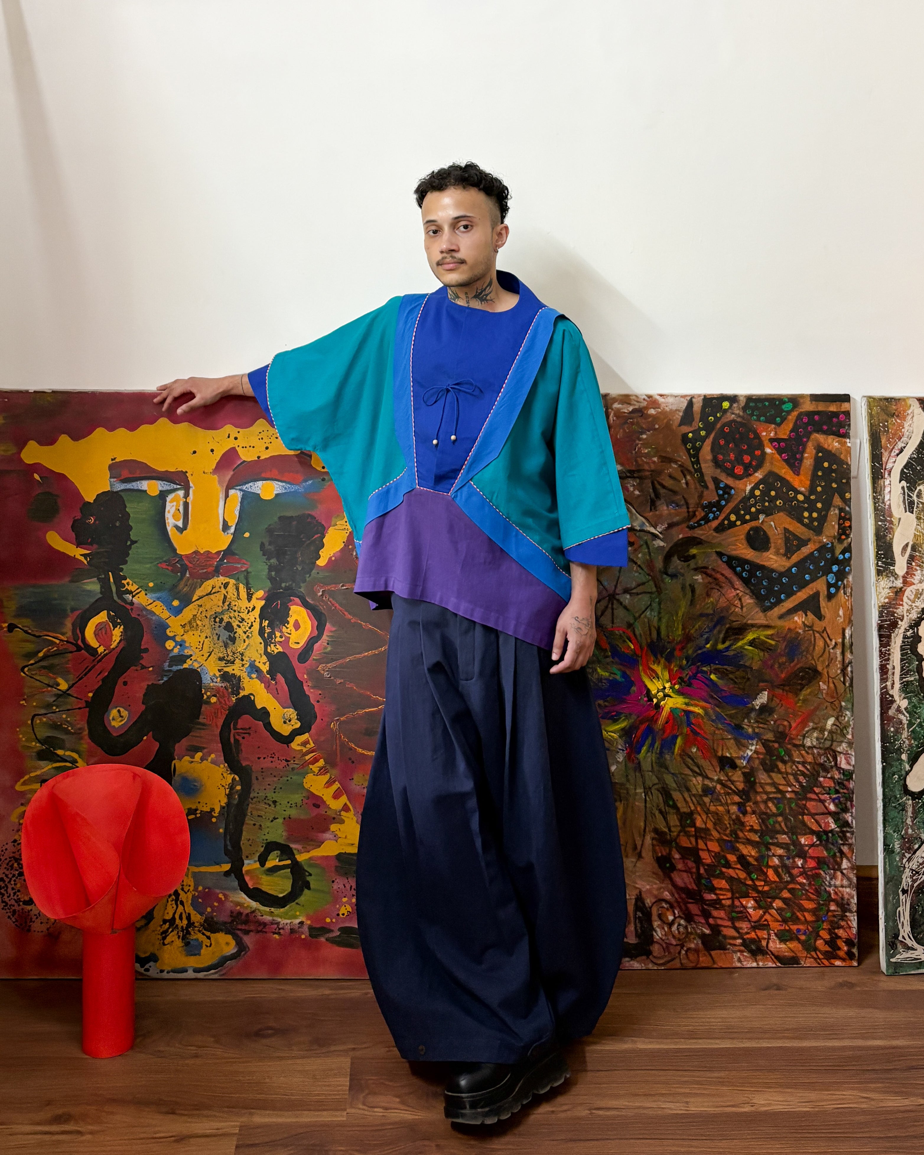 Tinker top - blue bib